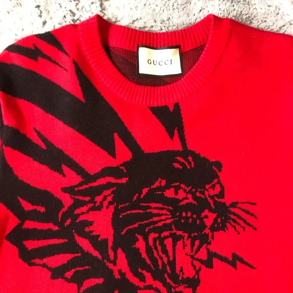 Mens Red Gucci Panther Pullover Sz 42 (XL) NWOT Guaranteed 100% Authentic